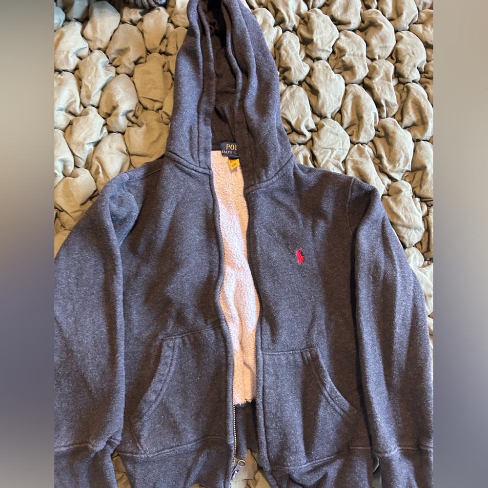 Polo Gray Hoodie with Red Logo